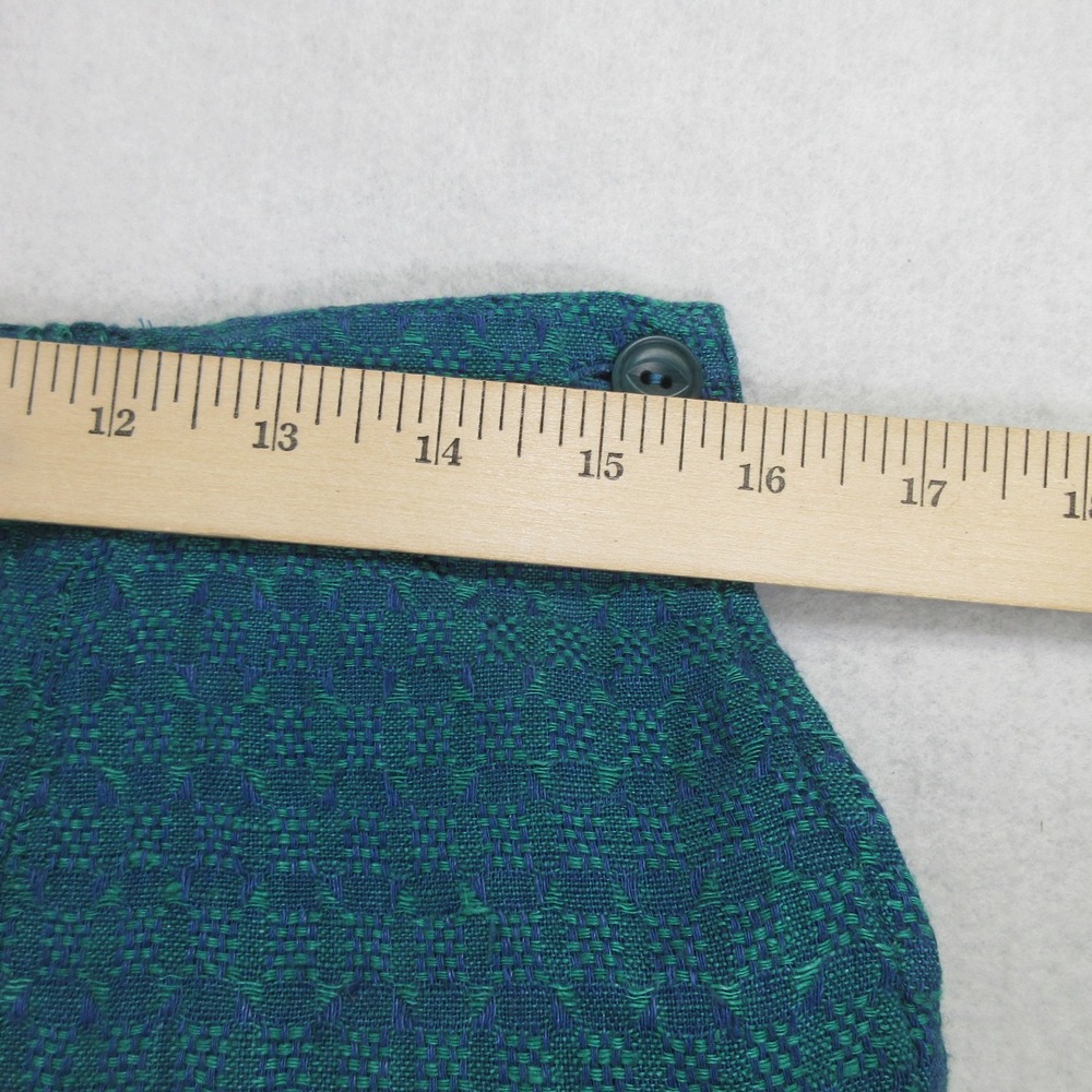 FLAX Womens Linen Pants Size Small Blue Green Jacquard Tapered - Picture 4 of 13